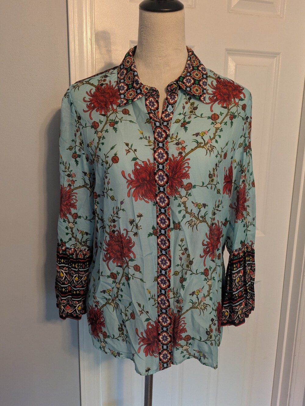 Alice & Olivia Floral Print Button-Front Women’s Top Medium
